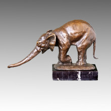 Animal Bronze Sculpture Éléphant Droit Carving Deco Statue en laiton Tpal-161